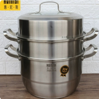 正品惠尼斯304食品级不锈钢加厚加深两层 三层蒸锅炖锅汤锅包邮