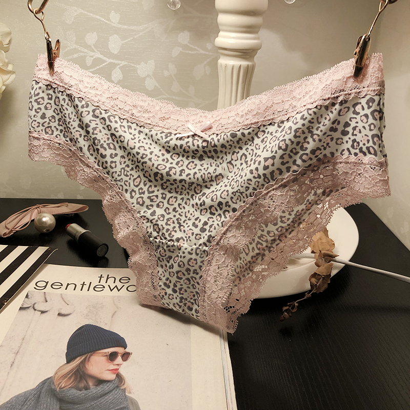 少女豹纹内裤舒适冰丝蕾