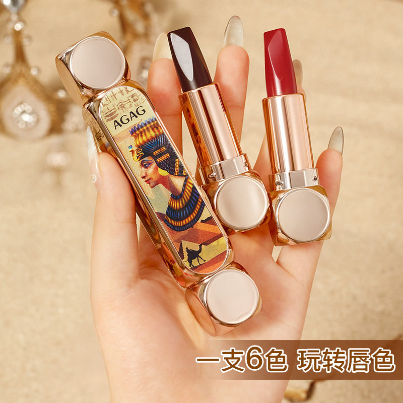 AGAG六色口红 显白持久不易掉色哑光防水双管一支6色正品厂家直销