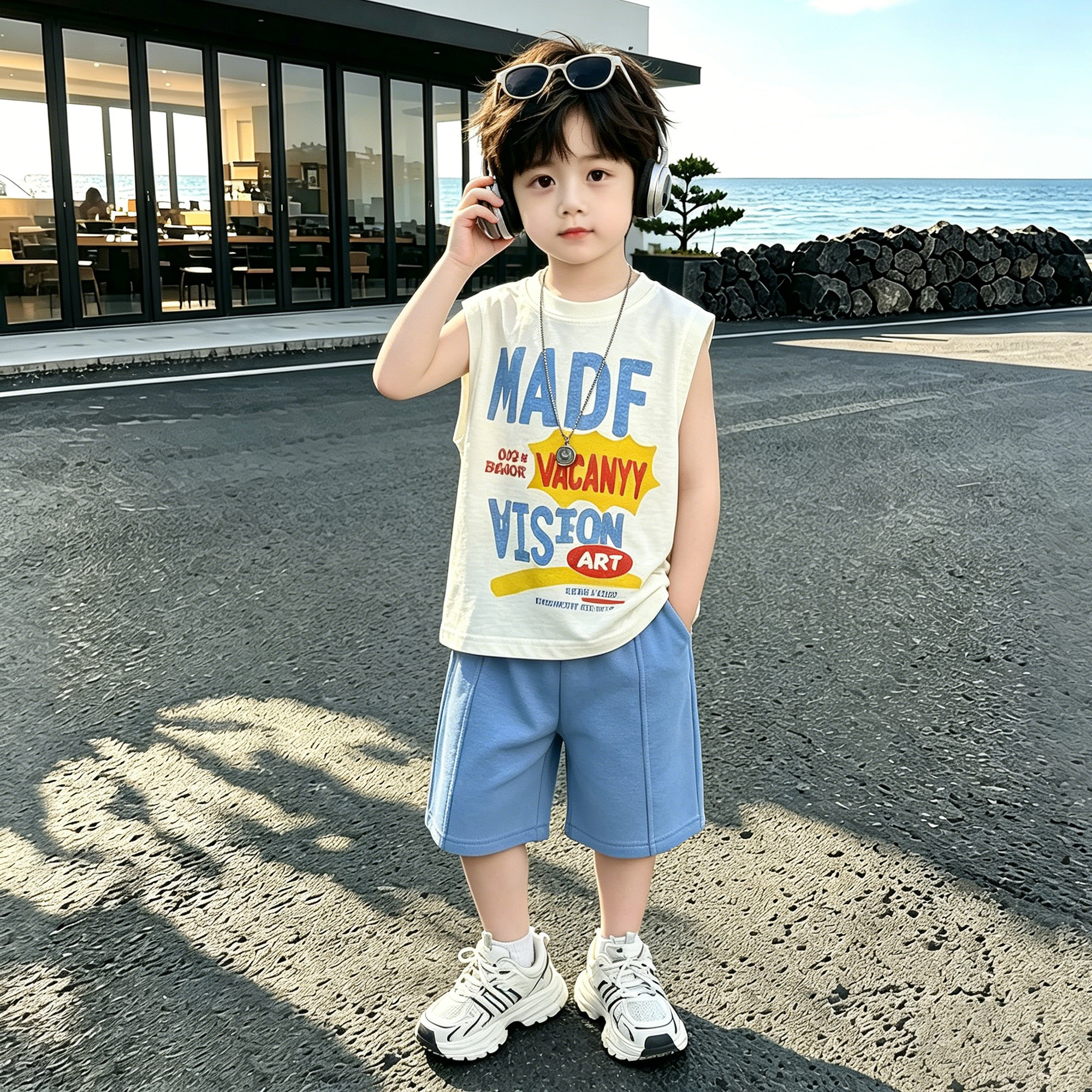 男童夏季无袖短裤两件套2026潮图片