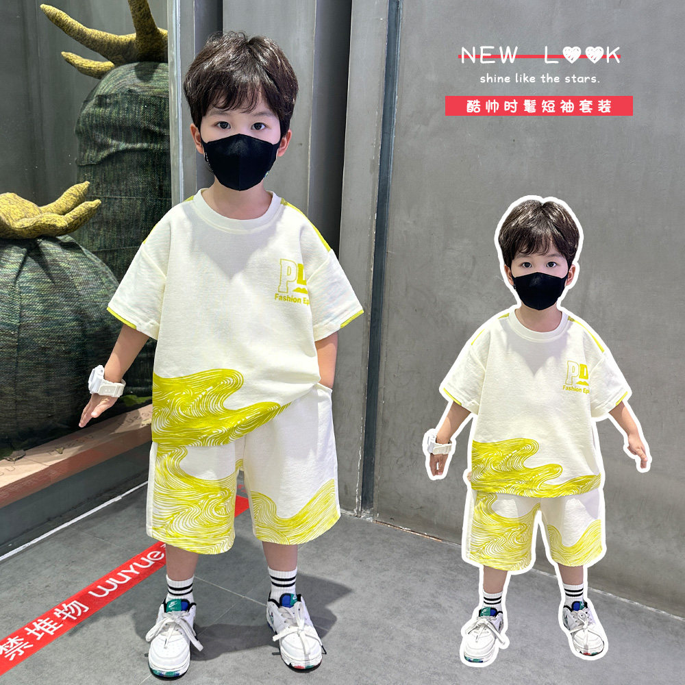 儿童衣服2025新款男童夏套装运动休闲帅气宝宝短袖夏装小男孩童装