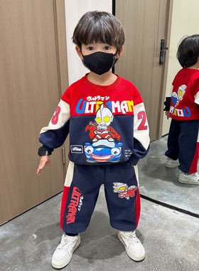 奥特曼衣服男童春秋运动套装酷帅
