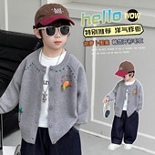 男童2026春款 针织开衫 毛衣男孩洋气休闲刺绣上衣外套 新款 儿童春季