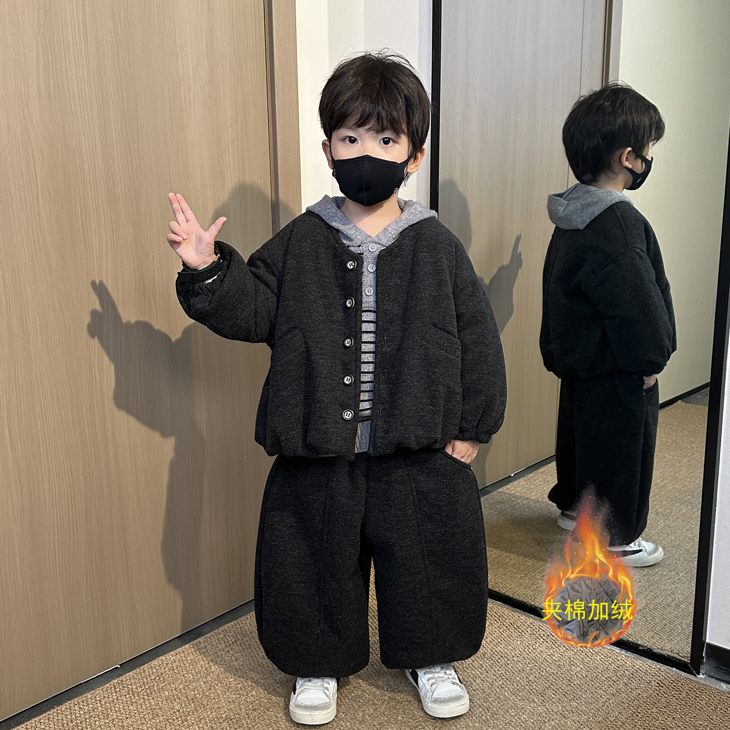 男童加绒加厚套装冬装2025新款儿童秋冬季毛衣宝宝夹棉外套三件套,童装/婴儿装/亲子装,套装,淘宝优惠券,粉丝福利购,淘宝优惠卷