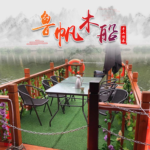 户外装饰花船仿古中式实木质舞台巡游表演船水上餐饮观光游船