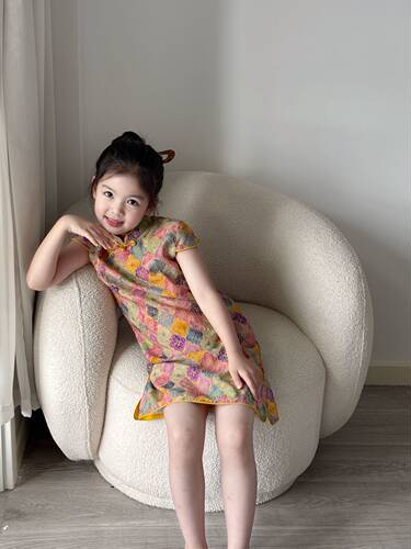 【曼玉旗袍】女童全棉旗袍裙 儿童新中式连衣裙 显白花色