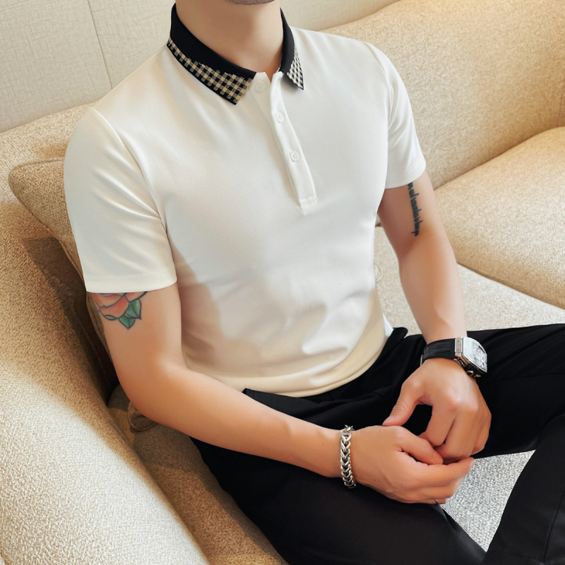夏季休闲短袖POLO衫英伦时尚男士纯色翻领T恤韩版修身百搭半袖潮