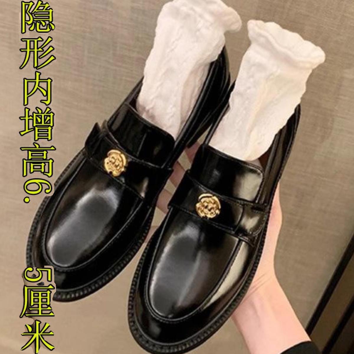 葡萄妈studiolee 秋冬季厚底单鞋加绒真皮一脚蹬粗跟乐福小皮鞋女