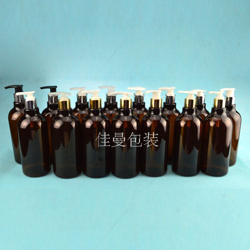 500ml棕色长颈电化铝乳液按压瓶 　鸭嘴乳液洗发水分装瓶图片