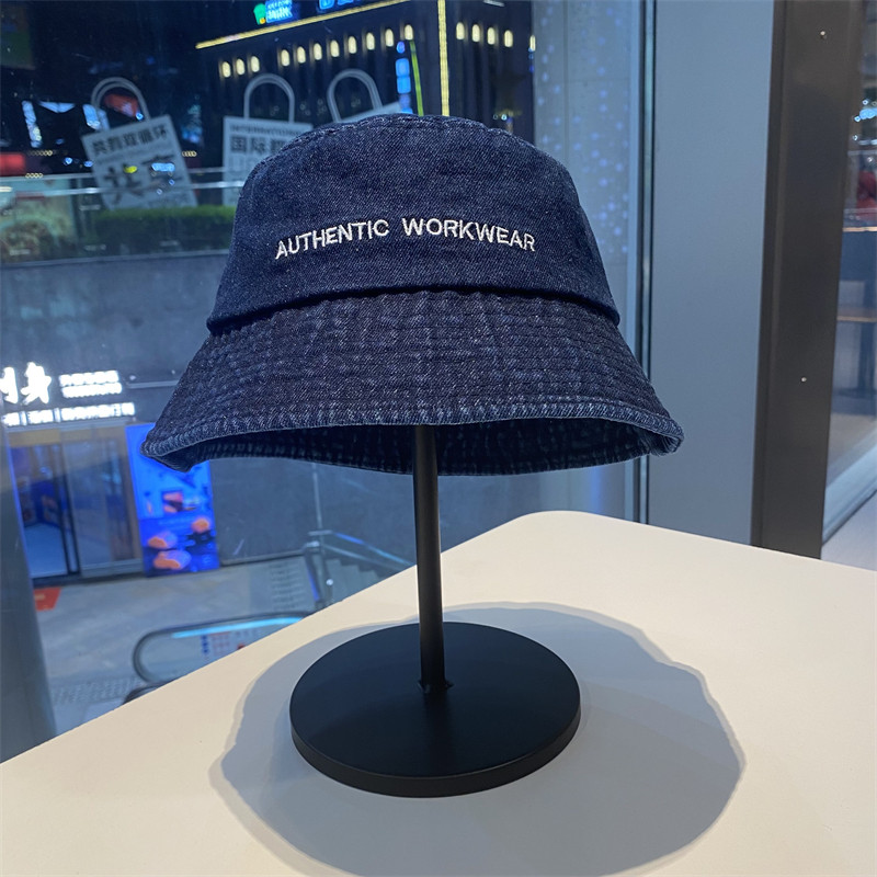 新款韩版字母百搭牛仔渔夫帽户外休闲逛街遮阳防晒帽显脸小水桶帽
