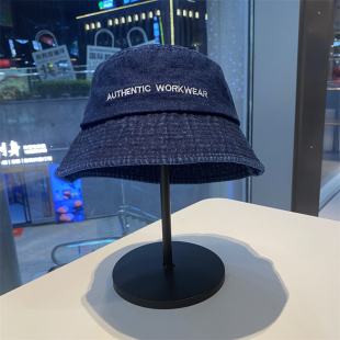 新款 字母百搭牛仔渔夫帽户外休闲逛街遮阳防晒帽显脸小水桶帽 韩版