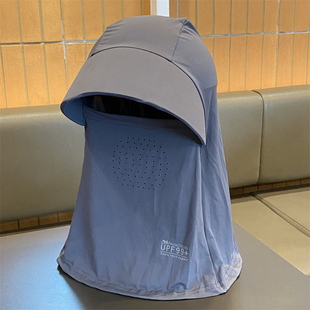 夏季透气遮阳帽子女户外骑行护颈冰丝面罩一体防晒帽男钓鱼太阳帽