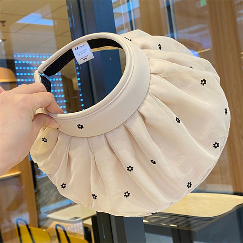 日系小碎花大檐空顶贝壳帽女夏季