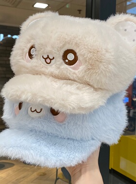 可爱吱吱鼠毛绒鸭舌帽子女秋冬季