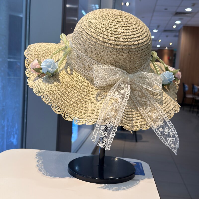 夏季郁金香草编太阳帽女新款网红