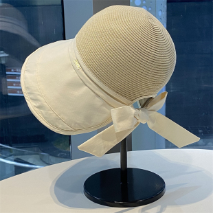 遮阳帽女夏季 百搭渔夫帽户外防紫外线草编太阳帽 大帽檐防晒帽时尚