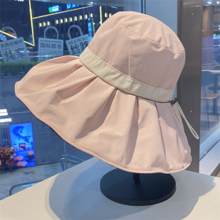 显脸小出游遮阳帽户外防紫外线太阳帽可折叠渔夫帽 夏季 新款 女韩版