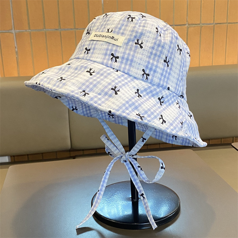 小清新蝴蝶结渔夫帽女春夏季户外