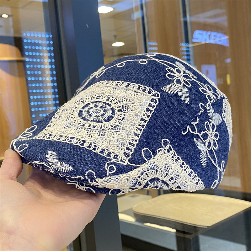 日系新款刺绣牛仔前进帽子女夏季