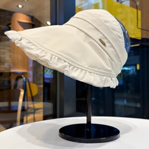 蕾丝花边空顶帽女夏季可折叠大檐遮阳防晒帽户外出游显脸小太阳帽