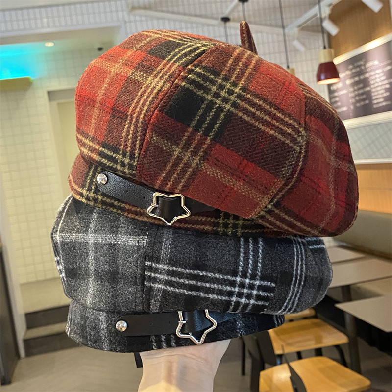 英伦复古时尚百搭八角贝雷帽女秋冬季韩版气质休闲显脸小画家帽潮