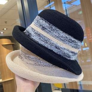 英伦气质法式 赫本风卷边渔夫帽女出游显脸小遮阳防晒帽 礼帽春夏季