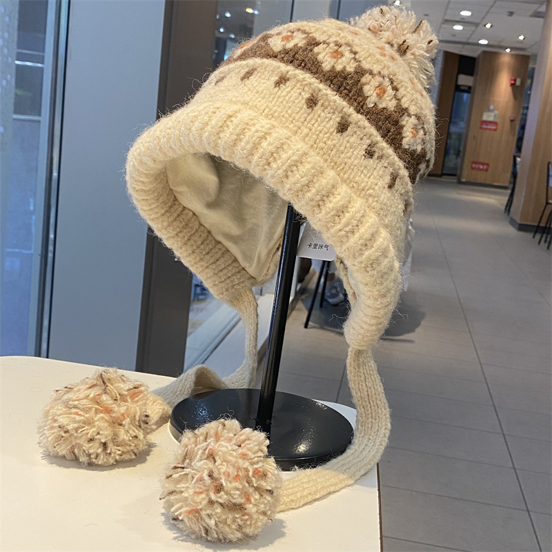 费尔岛风针织毛线帽女秋冬季新款