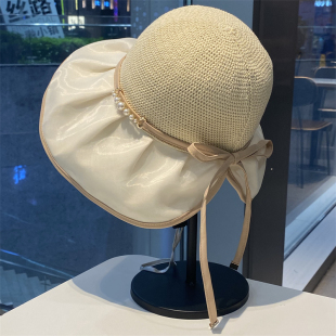 夏季 可折叠渔夫帽女户外出游大檐防晒遮阳帽防紫外线沙滩帽子 新款