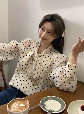 实拍2026春装防晒衣衬衫法式蝴蝶结系带泡泡袖气质上衣M-4XL200斤