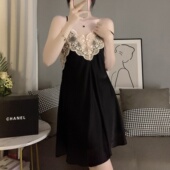 胖MM2 家居服吊带睡裙 性感洋气睡衣蕾丝拼接夏款 300斤特大码 法式