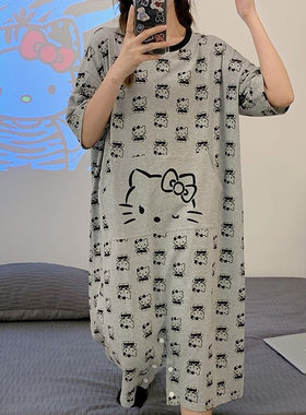 宽松连体睡衣短袖薄款家居服睡裙