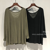 300斤超大码 宽松后背交叉薄款 美背透视长袖 女 夏季 T恤防晒衫 新款