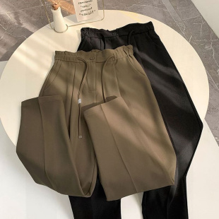 宽松显瘦直筒长裤 胖MM2 冰丝高腰休闲阔腿裤 薄款 女ins潮 300斤大码