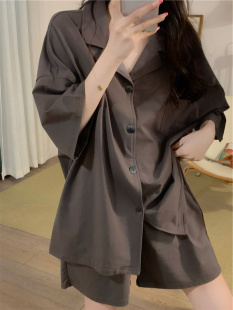 睡衣两件套装 夏季 短裤 胖MM可外穿短袖 300斤宽松纯色居家服女 大码