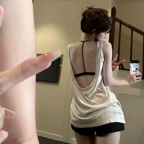 性感露背纯欲吊带背心女大码