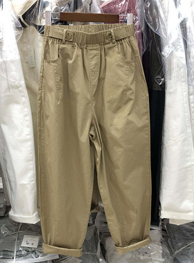 胖mm2-300斤超大码显瘦休闲老爹裤女梨形身材高腰哈伦工装裤ins潮