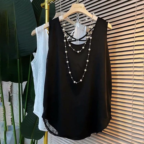 大码性感镂空蕾丝无袖吊带背心女