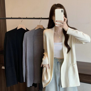 披肩针织衫 春秋法式 别致纯色开衫 300斤特大码 女 温柔风气质胖mm2