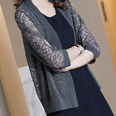镂空冰丝针织开衫短外套防晒衫女