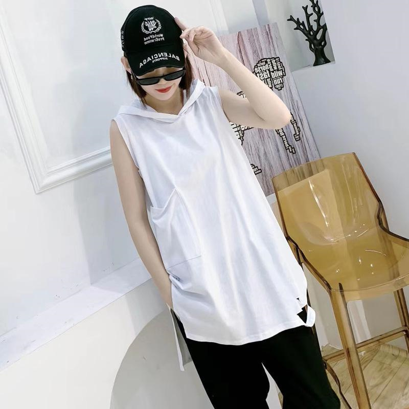 300斤连帽中长款无袖坎肩马甲女