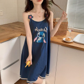 过膝可外穿休闲薄款 宽松显瘦中长款 A字吊带睡裙女 300斤大码 胖MM2