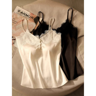 纯色无袖 小众薄款 背心 胖MM韩系内搭蕾丝拼接小吊带300斤大码 夏季