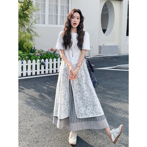 夏季胖MM加大码蕾丝镂空连衣裙
