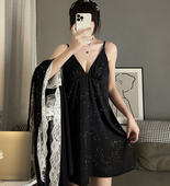 无袖 胖MM2 短裙 吊带睡裙夏季 女装 300斤特大码 冰丝时髦高级感法式