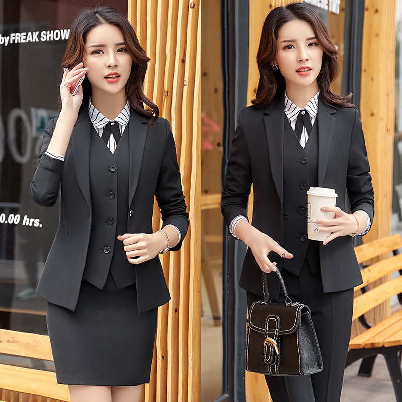 酒店经理工作服秋冬装长袖领班职业正装餐厅工装女前台收银员套装