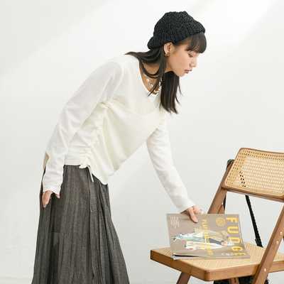 拼接针织上衣2025秋季新款百搭