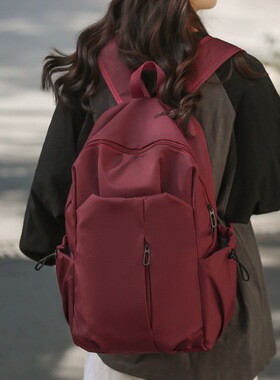 纯色大容量补课通勤包包女2024高中生大学生休闲包外吃男女双肩包