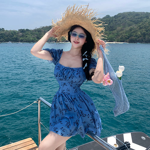 大码胖mm连体裙式遮肚泳衣