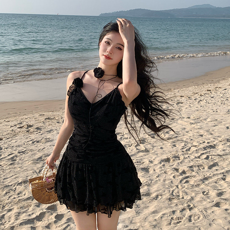 大码泳衣女胖mm连体裙式性感