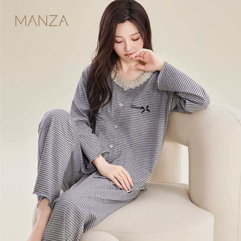 玛伦萨睡衣女纯棉长袖家居服套装